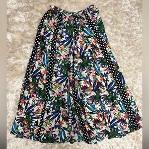 Tropical Floral A-Line Pleated Flowy Maxi Circle Skirt, Size S, Like new
